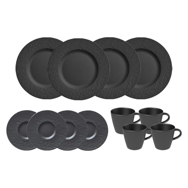 Villeroy & Boch Manufacture Rock Kaffeeservice schwarz 12-teilig