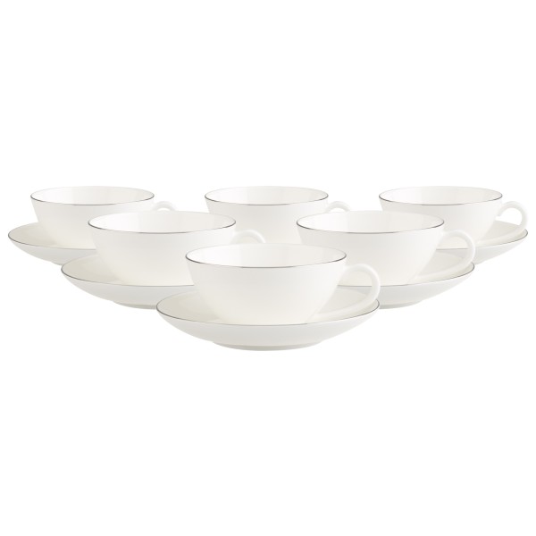 Villeroy & Boch Anmut Platinum No.1 Teetasse mit Untertasse 140 ml 6er Set - DS