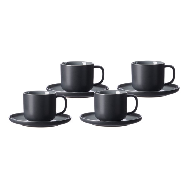 Ritzenhoff & Breker JASPER Kaffeetasse mit Untertasse 240 ml 4er Set schwarz