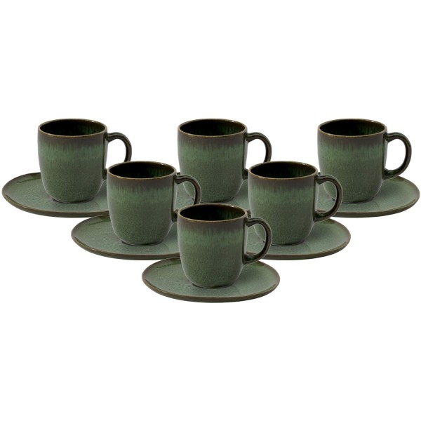 like. by Villeroy & Boch Lave vert Kaffeetasse mit Untertasse 190 ml 6er Set - DS