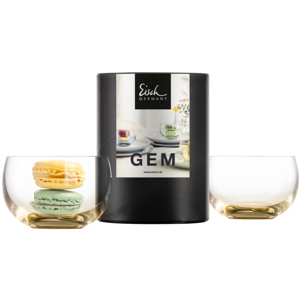 Eisch Gem Dessertschale 2er Set Amber in Geschenkröhre - DS