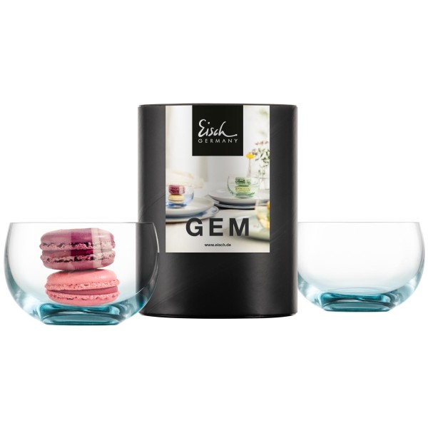 Eisch Gem Dessertschale 2er Set Aqua in Geschenkröhre - DS