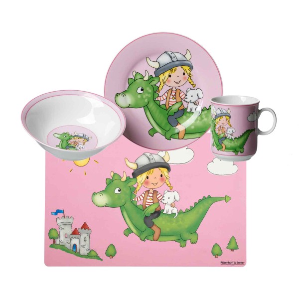 Ritzenhoff & Breker DRACHE Kindergeschirr Set pink 4-teilig