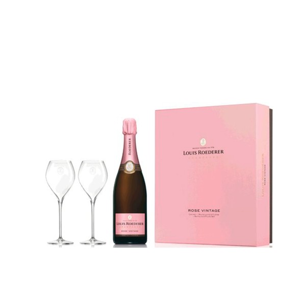 Roederer Champagner 0,75l Rosé Vintage 2015 mit zwei Gläser
