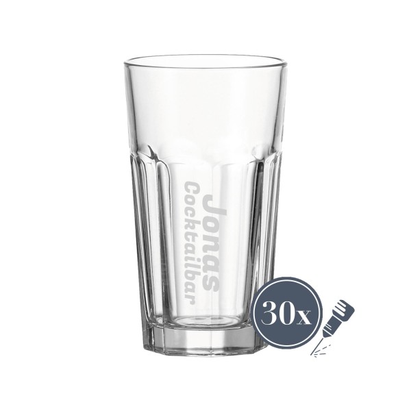 Longdrinkglas XL ROCK mit Gravur 540 ml Name quer 30 Stück