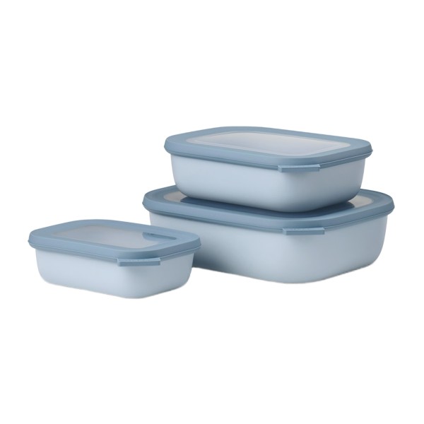 Mepal CIRQULA Multischüssel rechteckig 3er Set (0,5l 1l 2l) Nordic Blue - A