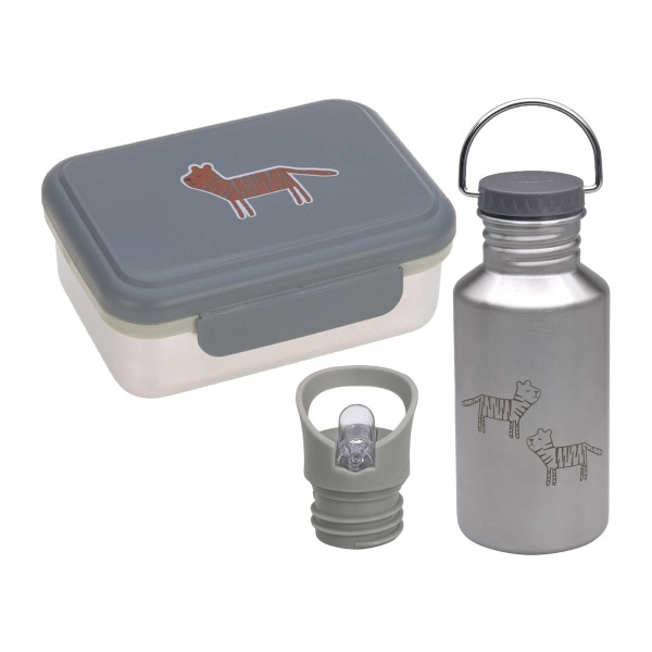 Lässig Kinder Edelstahl Lunchset Safari Tiger - A