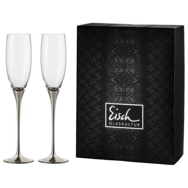 Eisch CHAMPAGNER EXKLUSIV Sektglas platin 2er Set im Geschenkkarton