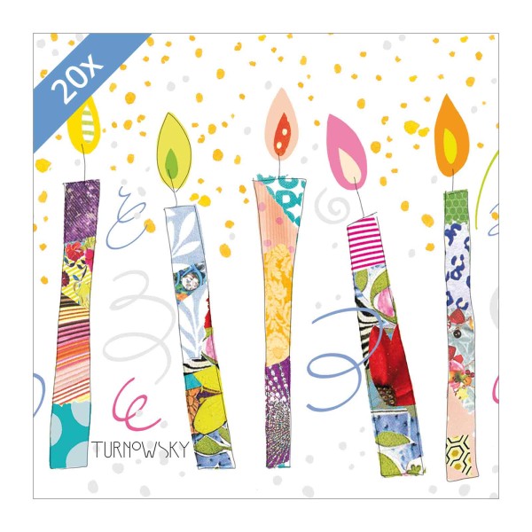 ppd Papier Servietten 33 x 33 cm 20 St. 'Birthday Candles' - A