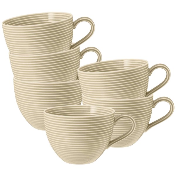 Seltmann Weiden Beat Color Glaze Milchkaffeetasse 0,35 l 6er Set - Sandbeige