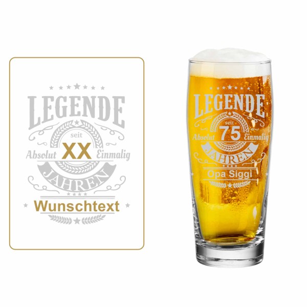 Willi Bierglas 0,3l mit personalisierter Gravur - Legende