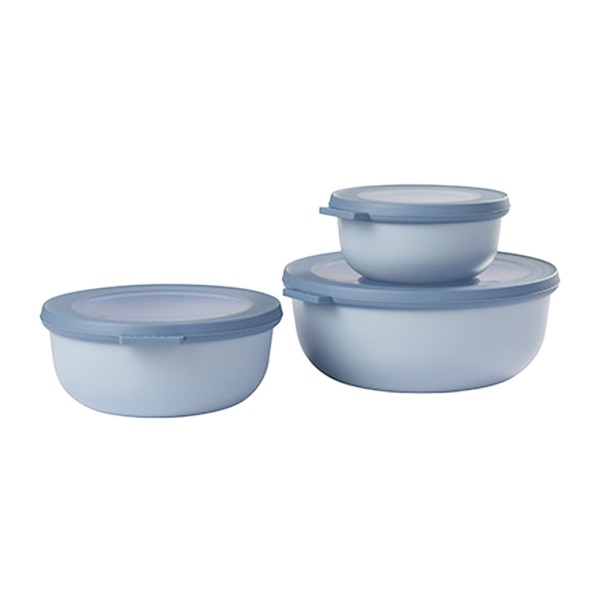 Mepal CIRQULA Multischüssel rund 3er Set (0,35l 0,75l 1,25l) Nordic Blue - A