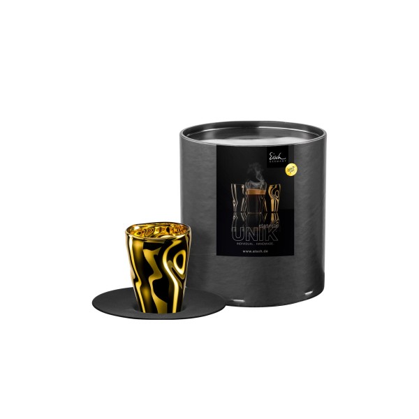 Eisch UNIK Espressoglas mit Untertasse gold im Geschenkkarton