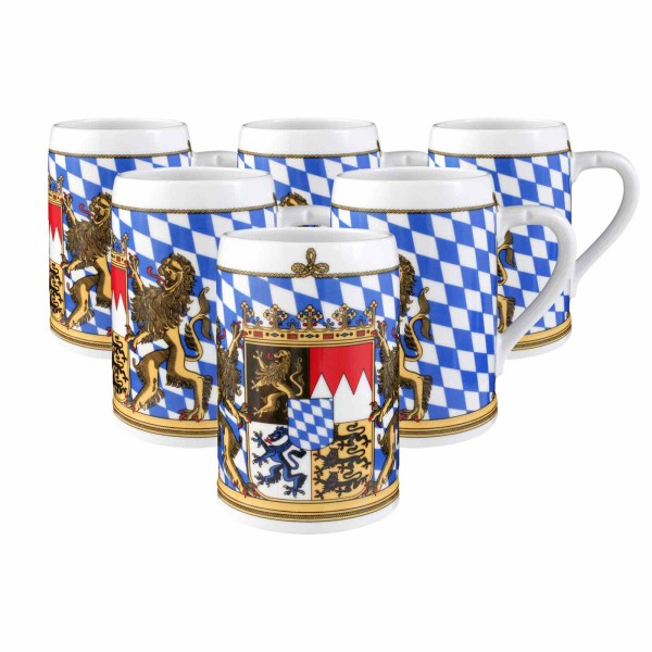 Seltmann Weiden Compact Bayern Bierkrug ohne Deckel 0,75 l 6er Set - DS