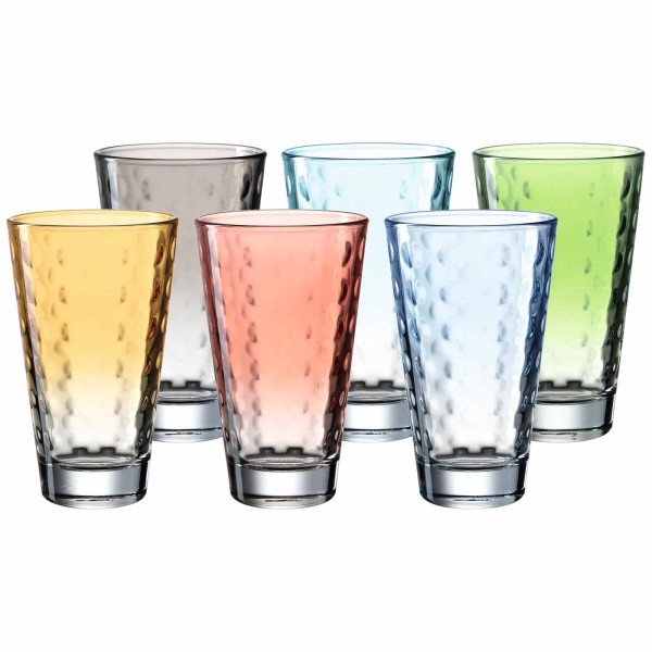 Leonardo OPTIC Trinkglas groß 300 ml Pastell gemischtes 6er Set