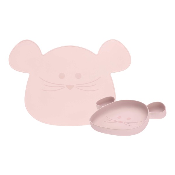 Lässig Kinder Esslernteller & Platzset Little Chums Mouse rosa 2-tlg. - A