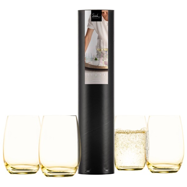 Eisch Light Becher 340 ml 4er Set amber in Geschenkröhre
