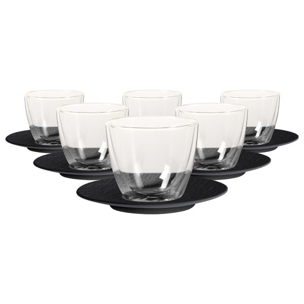 Villeroy & Boch Manufacture Rock Kaffeeglas mit Untertasse 250 ml 6er Set