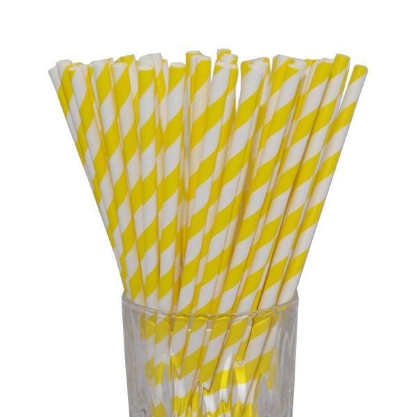 Papier-Trinkhalm gelb/weiß gestreift 100 Stück