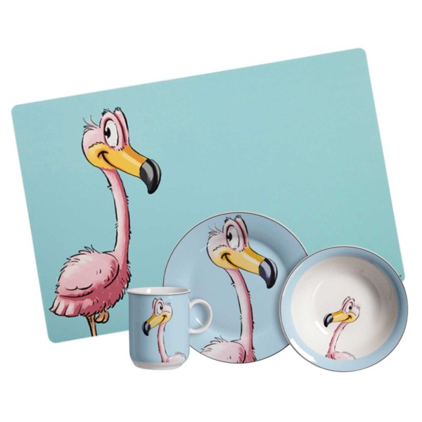 Ritzenhoff & Breker HAPPY ZOO Kindergeschirr + Tischmatte Flamingo