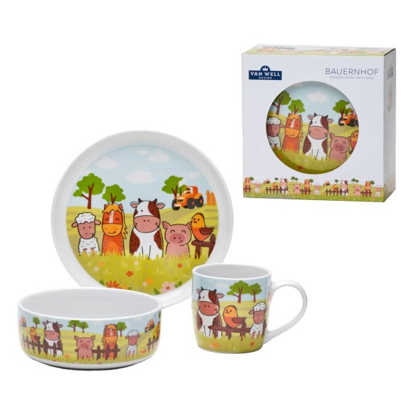 Van Well Kindergeschirr Set 3-teilig Bauernhof