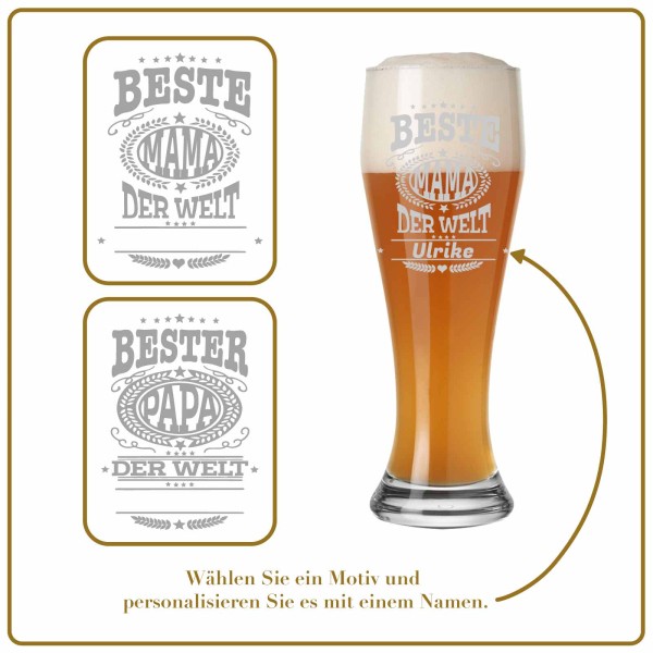 Gravur Weizenglas Weißbierglas 0,5 Liter - Mutter-/Vatertag