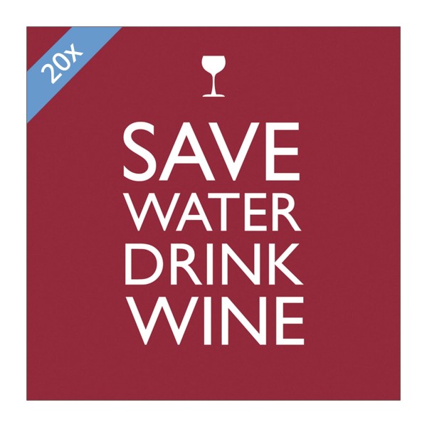 ppd Papier Servietten 33 x 33 cm 20 St. 'Save Water Drink Wine' - A