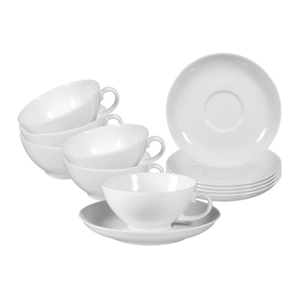 Seltmann Weiden Rondo/Liane Weiß Teetasse mit Untertasse 0,14l 6er Set - DS