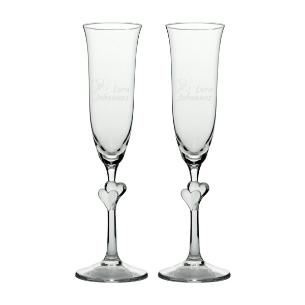 Champagnergläser mit Gravur weiß 2er Set