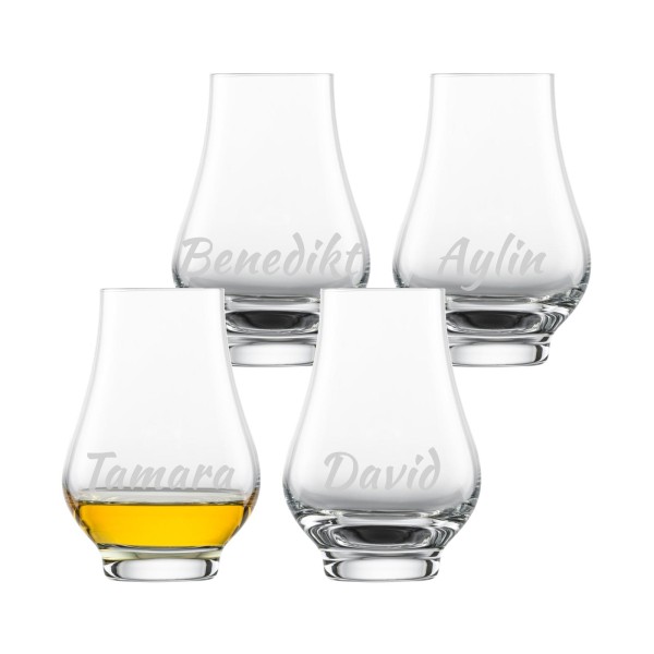 Nosing Whisky Tumbler mit Gravur 4er Set Name gerade