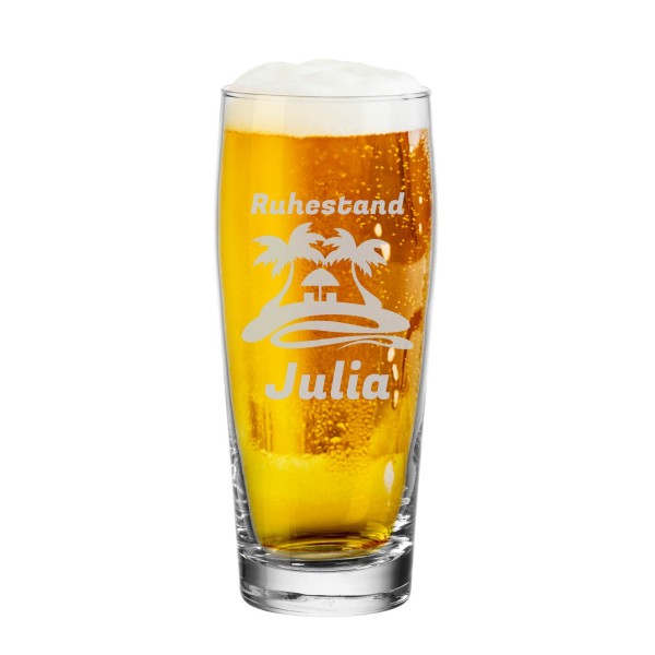 Bierglas mit Gravur & Fußballmotiv - Palmen & Strand