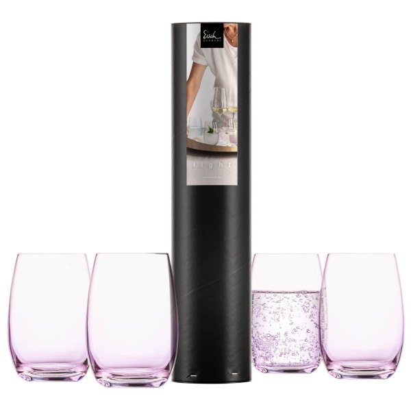 Eisch Light Becher 340 ml 4er Set mauve in Geschenkröhre
