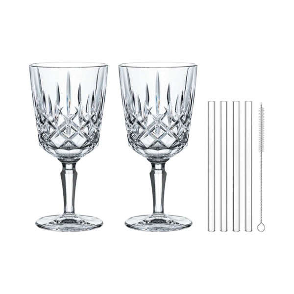 Nachtmann Noblesse Cocktail-/Weinglas 2er Set mit Glastrinkhalmen