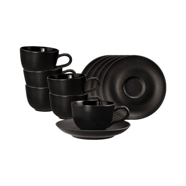 Seltmann Weiden Liberty Velvet Black Espressotasse mit Untertasse 100 ml 6er Set - DS