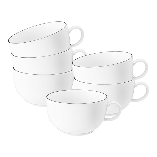Seltmann Weiden Lido Black Line Milchkaffeetasse 350 ml 6er Set