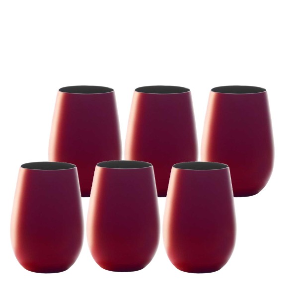 Stölzle Lausitz ELEMENTS Becher 465 ml rot-schwarz 6er Set