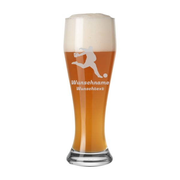Weizenbierglas 0,5l mit Gravur & Fußballmotiv - Torwart mit Bierkrug
