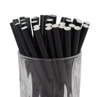 Cocktail Papier-Trinkhalm schwarz 100 Stück 15 cm x...