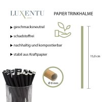 Cocktail Papier-Trinkhalm schwarz 100 Stück 15 cm x...