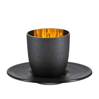 Eisch COSMO Gold/Schwarz Espressotasse mit Untertasse