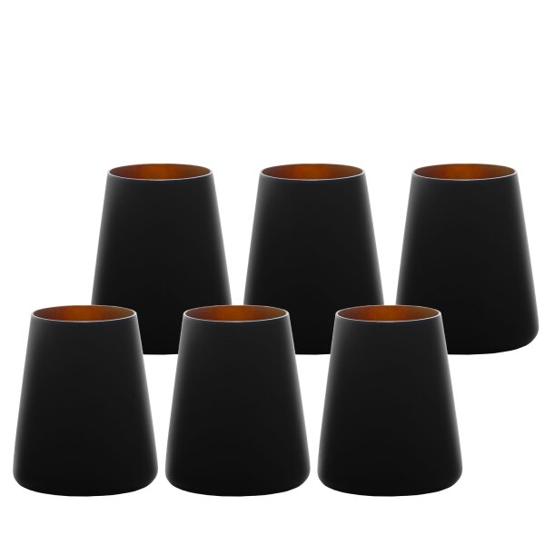 Stölzle Lausitz POWER Becher 380 ml 6er Set - Schwarz-Bronze