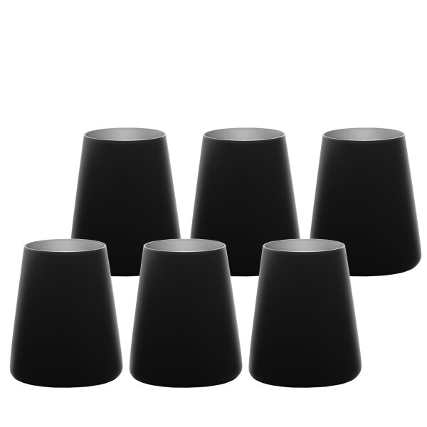 Stölzle Lausitz POWER Becher 380 ml 6er Set - Schwarz-Silber
