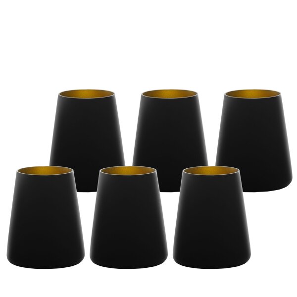 Stölzle Lausitz POWER Becher 380 ml 6er Set - Schwarz-Gold