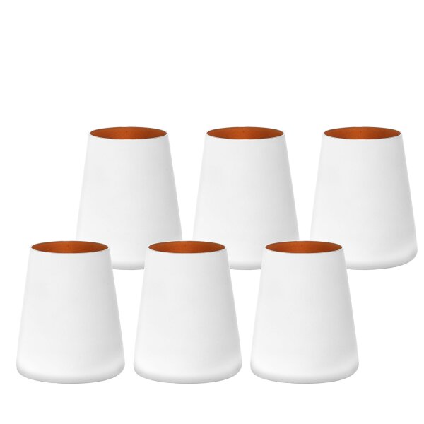 Stölzle Lausitz POWER Becher 380 ml 6er Set - Weiß-Bronze