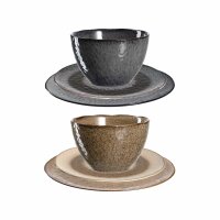 Leonardo MATERA Geschirr Set gemischt anthrazit beige...