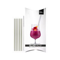 Eisch Gentleman Glashalm Set kurz 4 Glashalme + Bürste