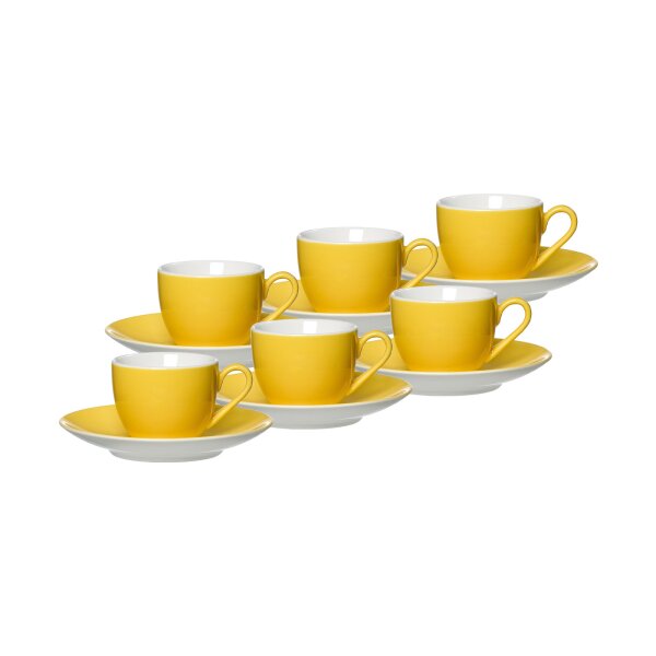 Ritzenhoff & Breker DOPPIO Espressotasse mit Untertasse 80 ml 6er Set - Gelb