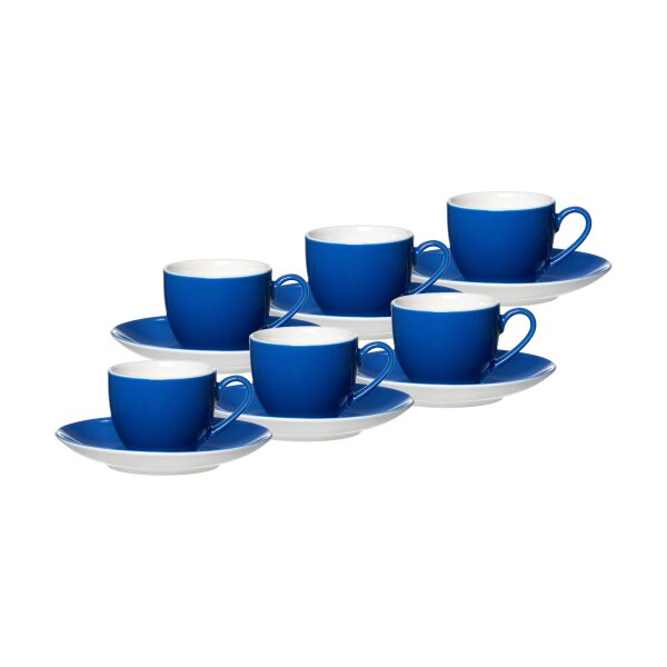 Ritzenhoff & Breker DOPPIO Espressotasse mit Untertasse 80 ml 6er Set - Indigo Blau