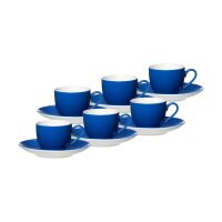 Ritzenhoff & Breker DOPPIO Espressotasse mit Untertasse 80 ml 6er Set - Indigo Blau