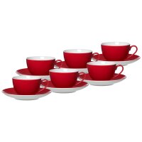 Ritzenhoff & Breker DOPPIO Kaffeetasse mit Untertasse 200 ml 6er Set - Rot